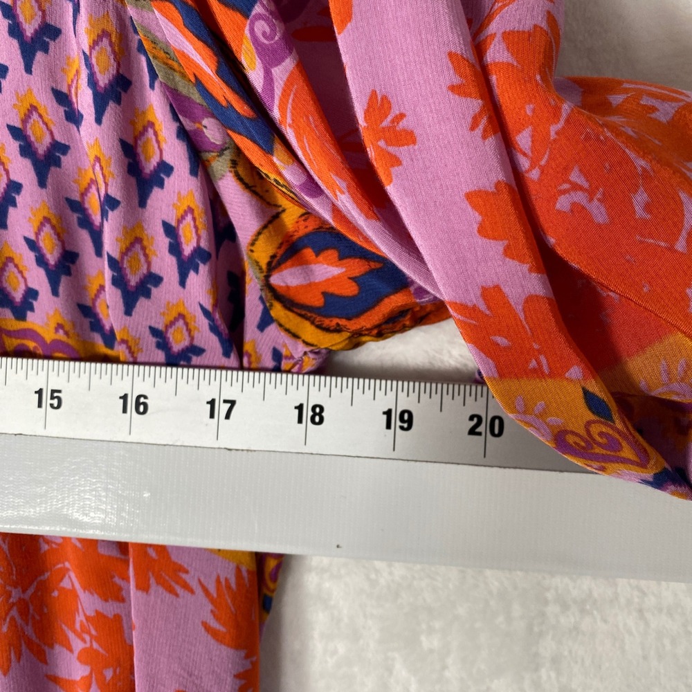 Brooke Webb for Anna & Ava One Size Kimono Robe Duster Boho Floral Orange Purple - Picture 5 of 7